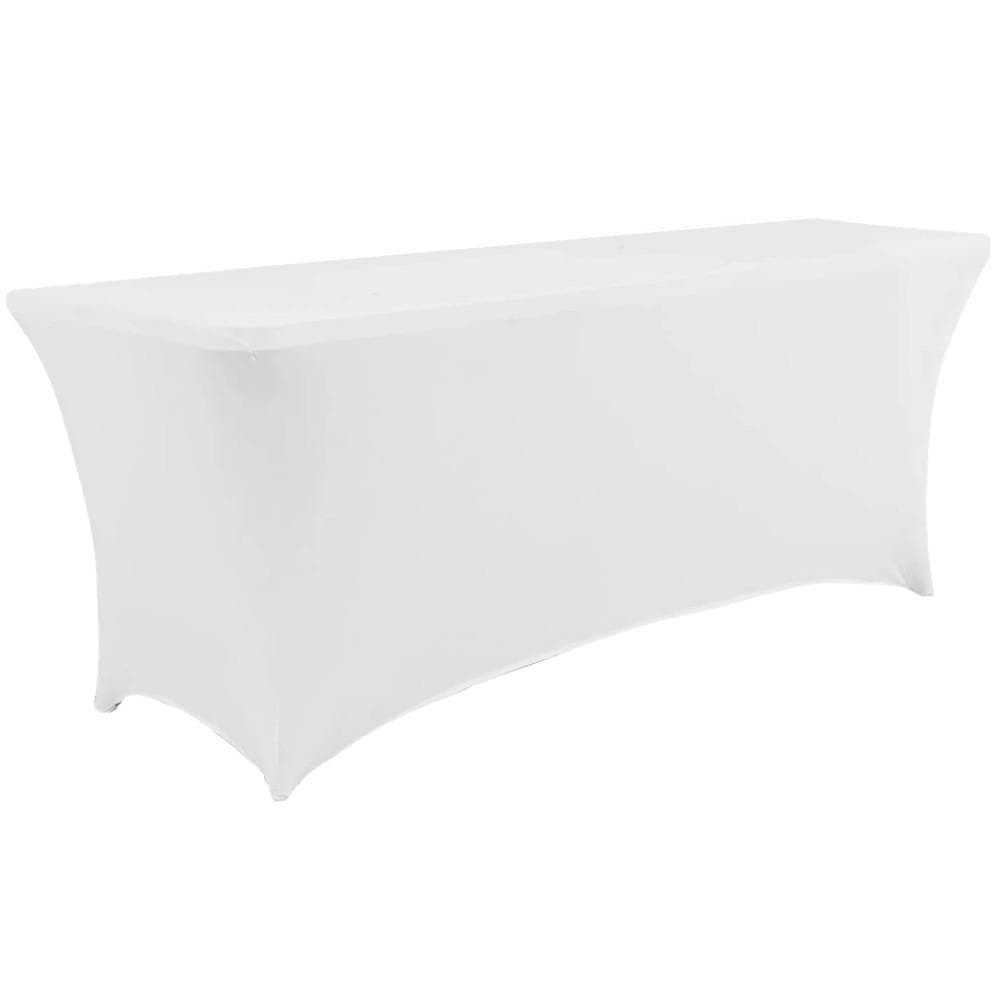 Black/White 4/6FT Stretch Spandex Table Cover Washable Kitchen Universal Tablecloth Fit for Event Banquet Wedding Cocktail Party 4FT 2pcs white