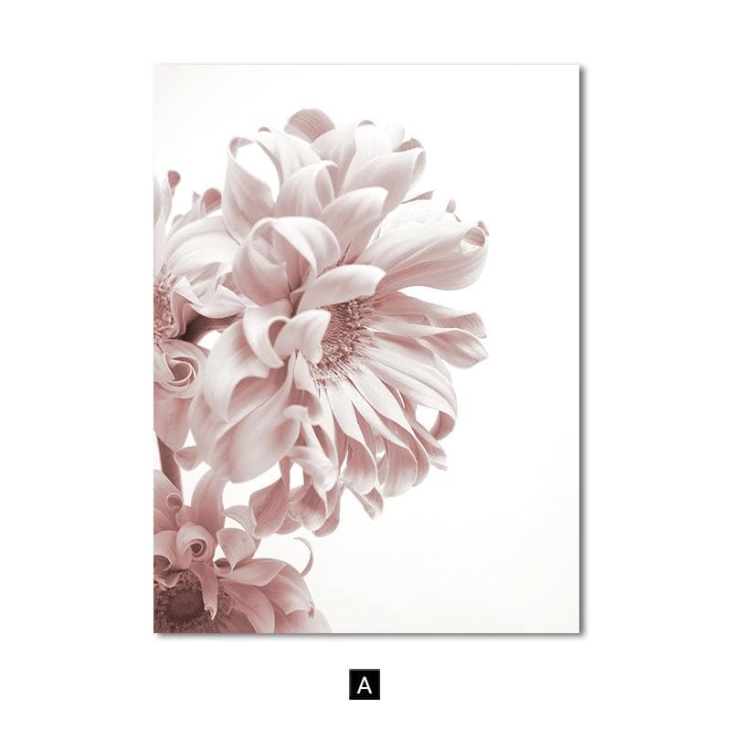 Scandinavian Pink White Flower Poster Leaf Plant Print Canvas Art Painting Wall Photos Modern Girl Room Decoration Home Decor 50x70cm No Frame