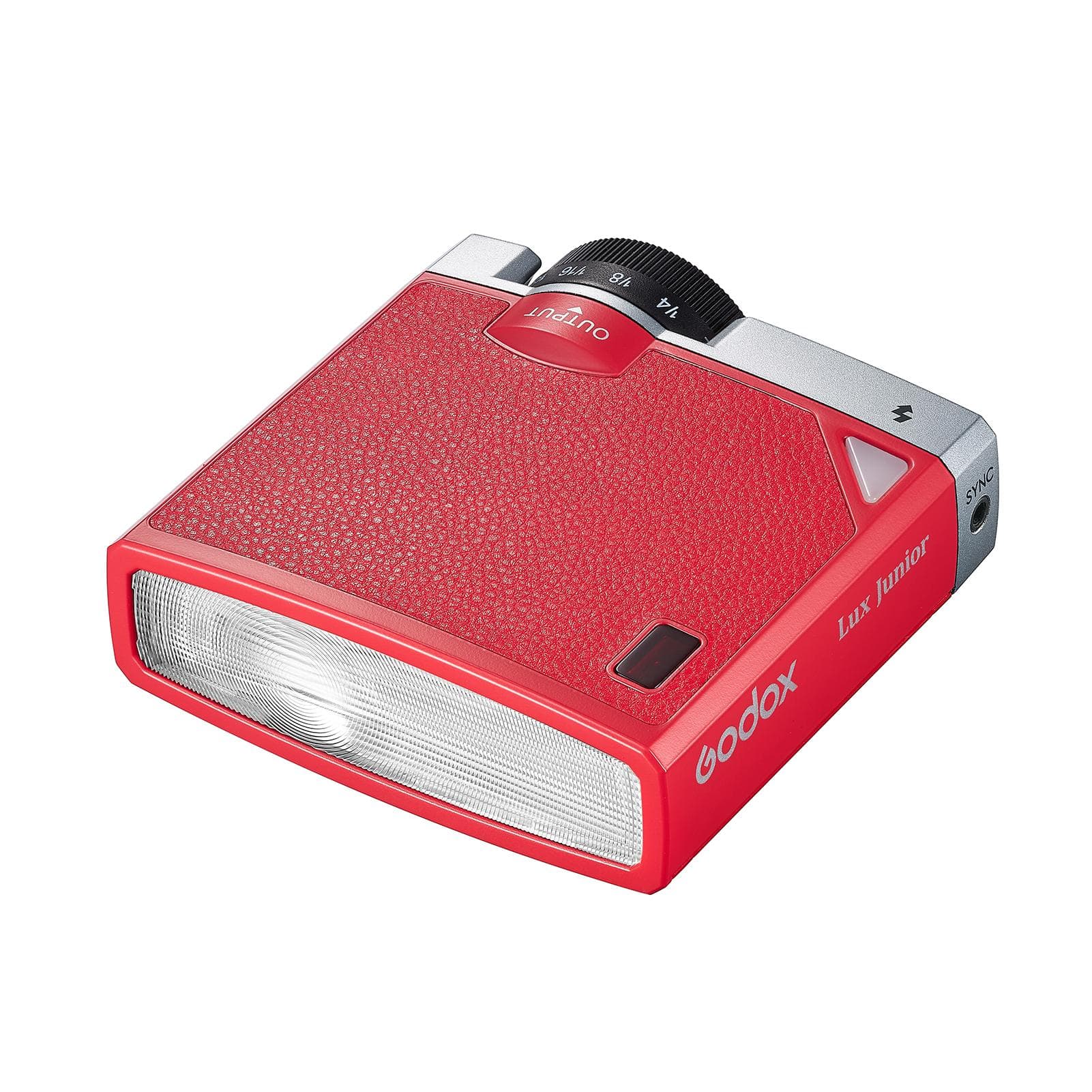Godox Lux Junior Retro Camera Flash GN12 6000K Color Temperature Auto & Manual Modes 1/1-1/64 Flash red