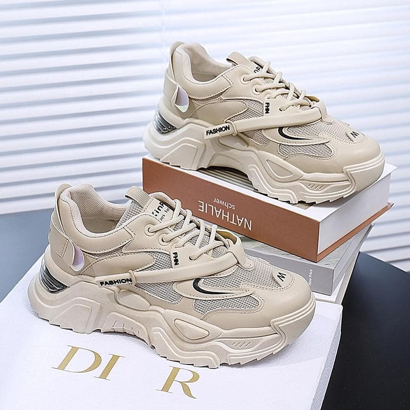 Spring New Daddy Shoes Women's Round Toe Thick Bottom Air Cushion Casual Women's Shoes Heightening Student Sports Shoes 40