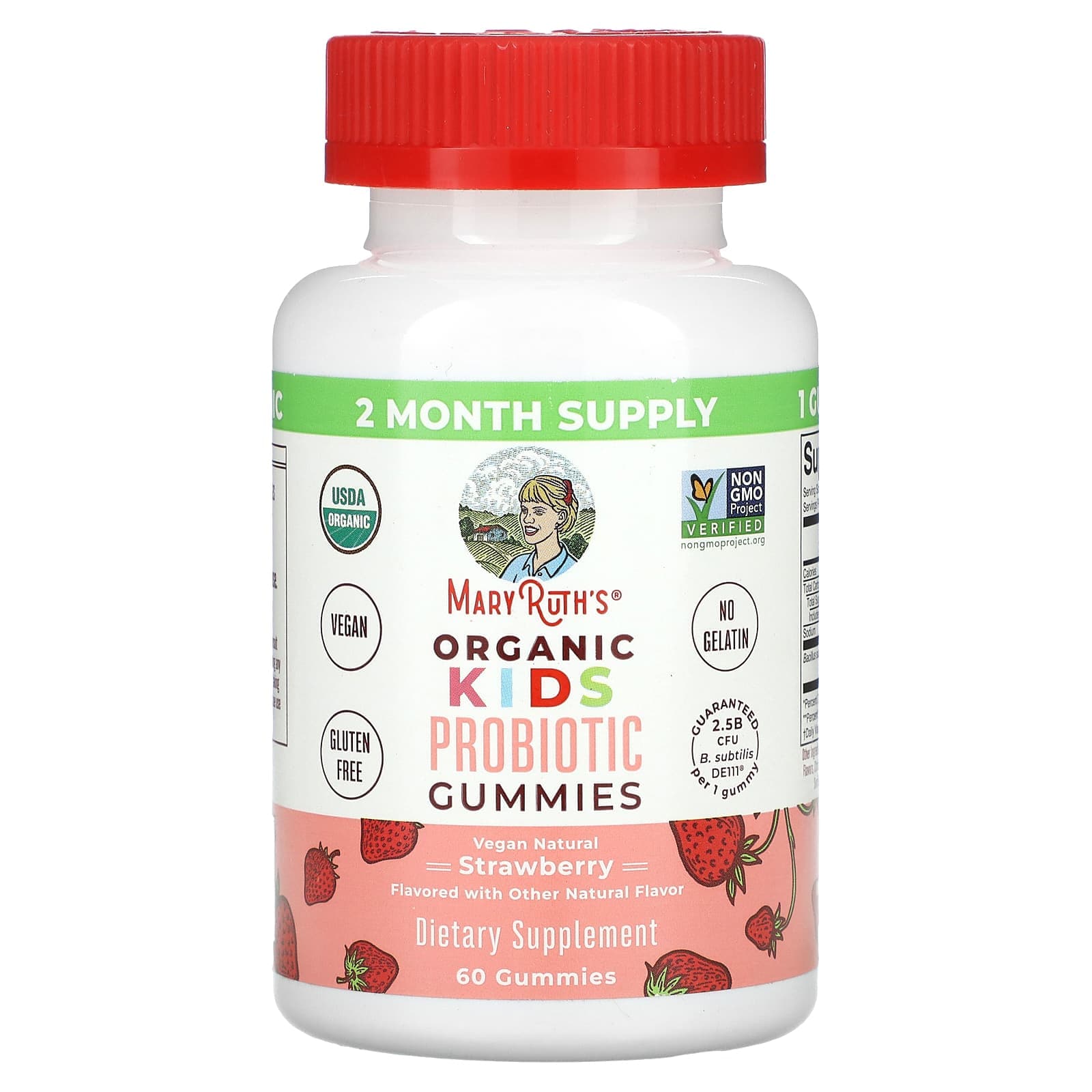 MaryRuth's, Organic Children's Probiotic Gummies, Strawberry, 60 Gummies