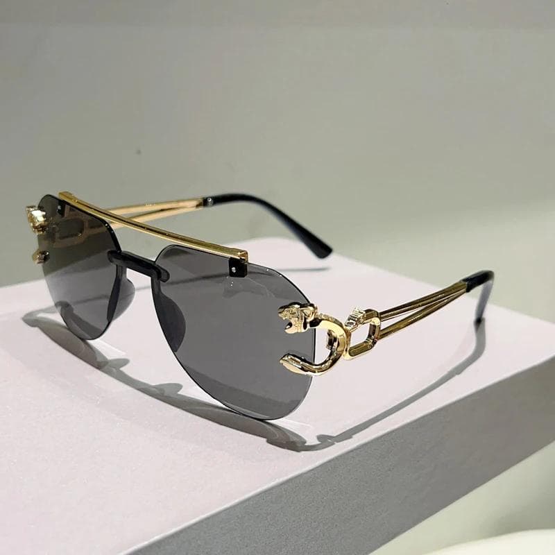 Luxury Rimless Pilot Sunglasses Men Women Vintage Gradient UV400 Protection Fashion Trendy Outdoor Casual Shades as picture shows