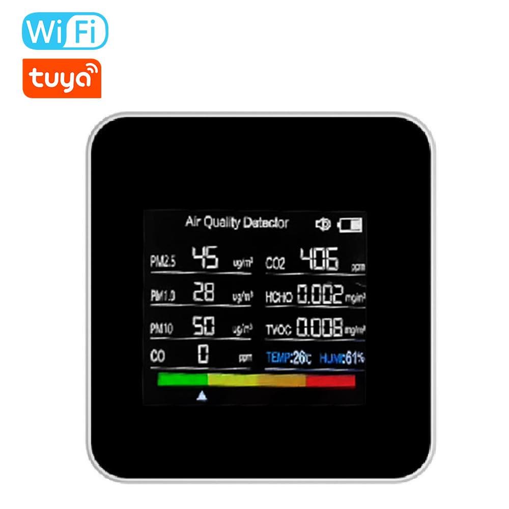 14 in 1 Tuya WIFI Intelligent Air Quality Monitor Indoor CO2 Detector white