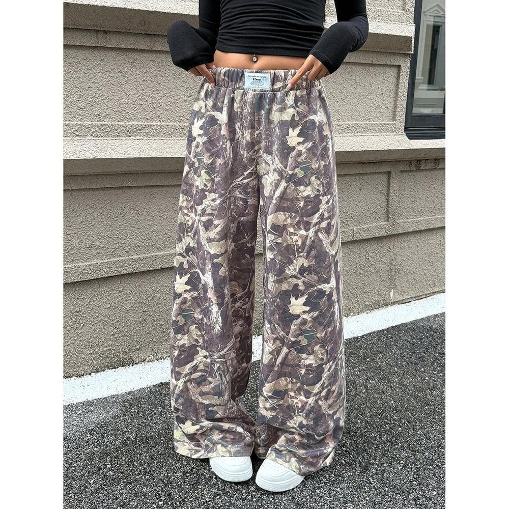 Branch Pattern Casual Pants Spring and Autumn New Loose Trend Versatile Design Long Pants L