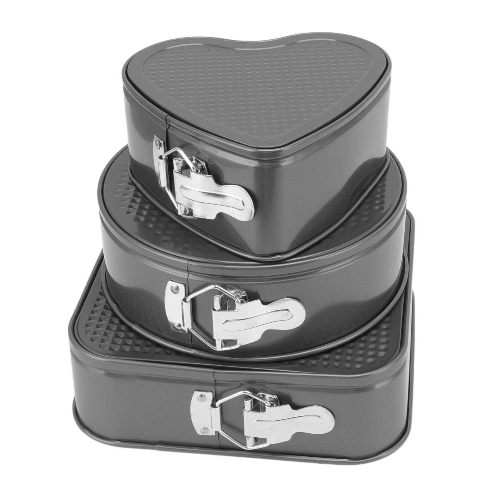 3Pcs Cake Pan Set Carbon Steel Round Heart Square Shape Easy Release Double Coating Springform Pan 24/26/28