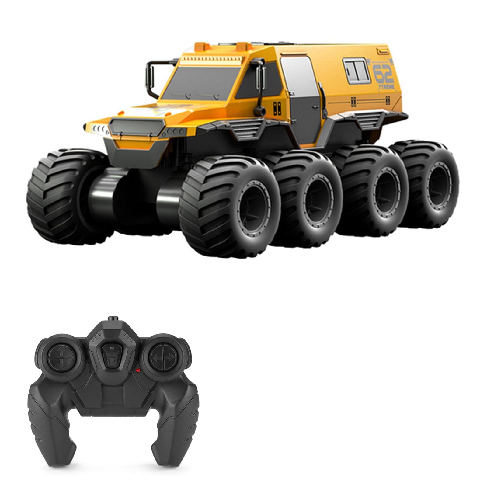 Remote Control Car, Waterproof 8 Wheel Drive 2.4G Remote Control Armored Vehicle Amphibious Off yellow