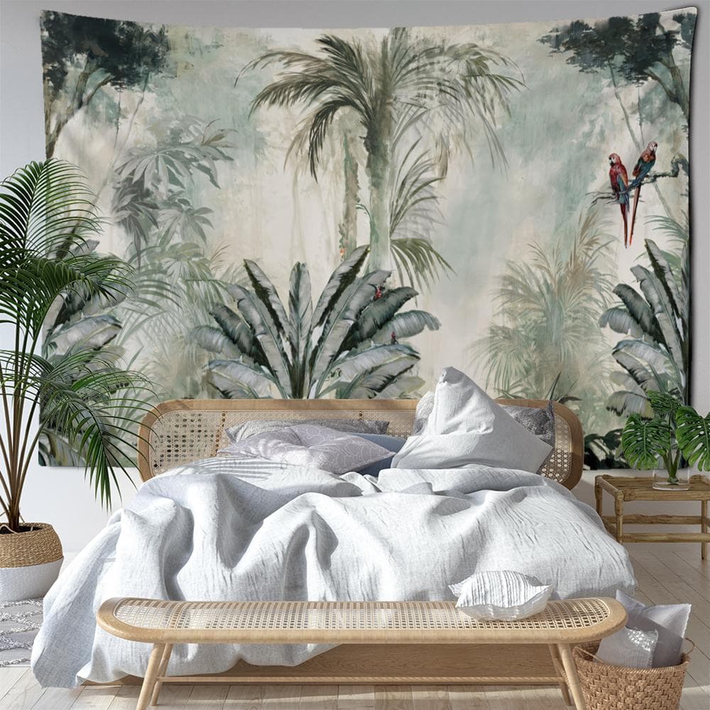 Tropical Oil Painting Forest Tapestry Wall Hanging Abstract Bohemian Mystical Witchcraft Hippie Aesthetics Room Home Decor 230x180CM