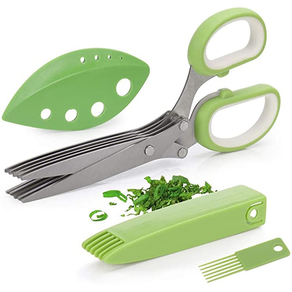Herb Scissors with 5 Blades Kitchen Gadgets Cutter Chopper and Mincer Multipurpose Kitchen Scissors