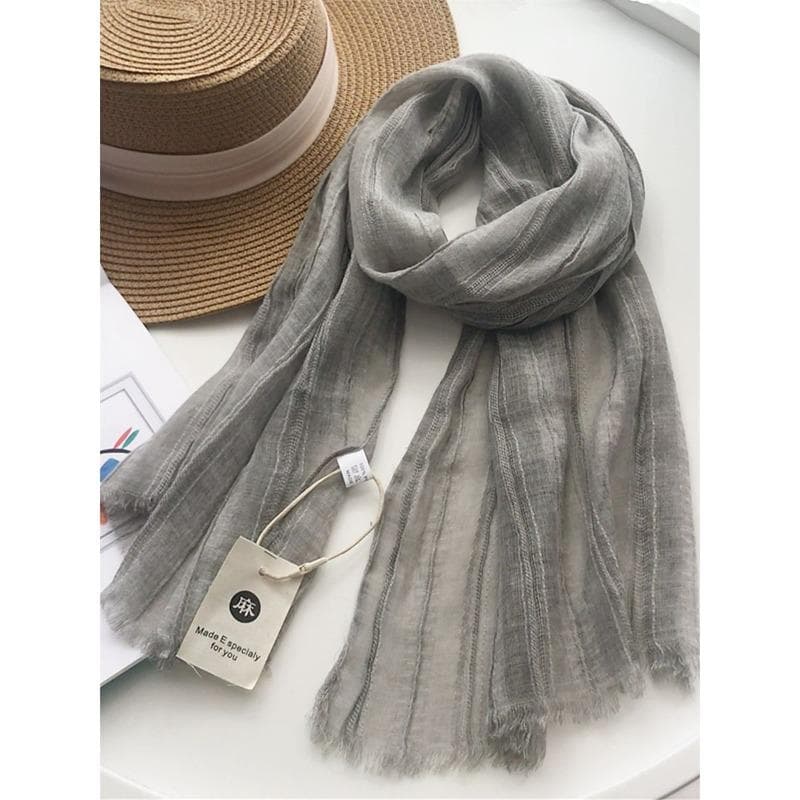 Cotton and linen scarf for women solid color thin silk scarf for autumn and winter warm neck protection scarf shawl short neck scarf 130