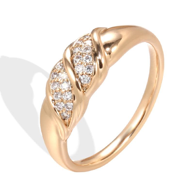 Smooth Geometric Double Zircon Gold Plated Rings for Women Vintage Party Bling Jewelry 9