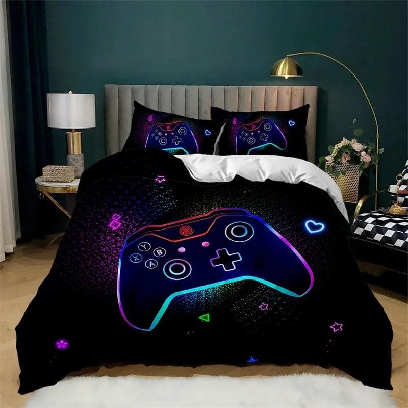 3D Print Gamepad Bedding Set,Duvet Cover Comforter Bed Set Quilt Cover Pillowcase,King Queen Twin Size Boys Girls Adults 135x200cm 2pcs