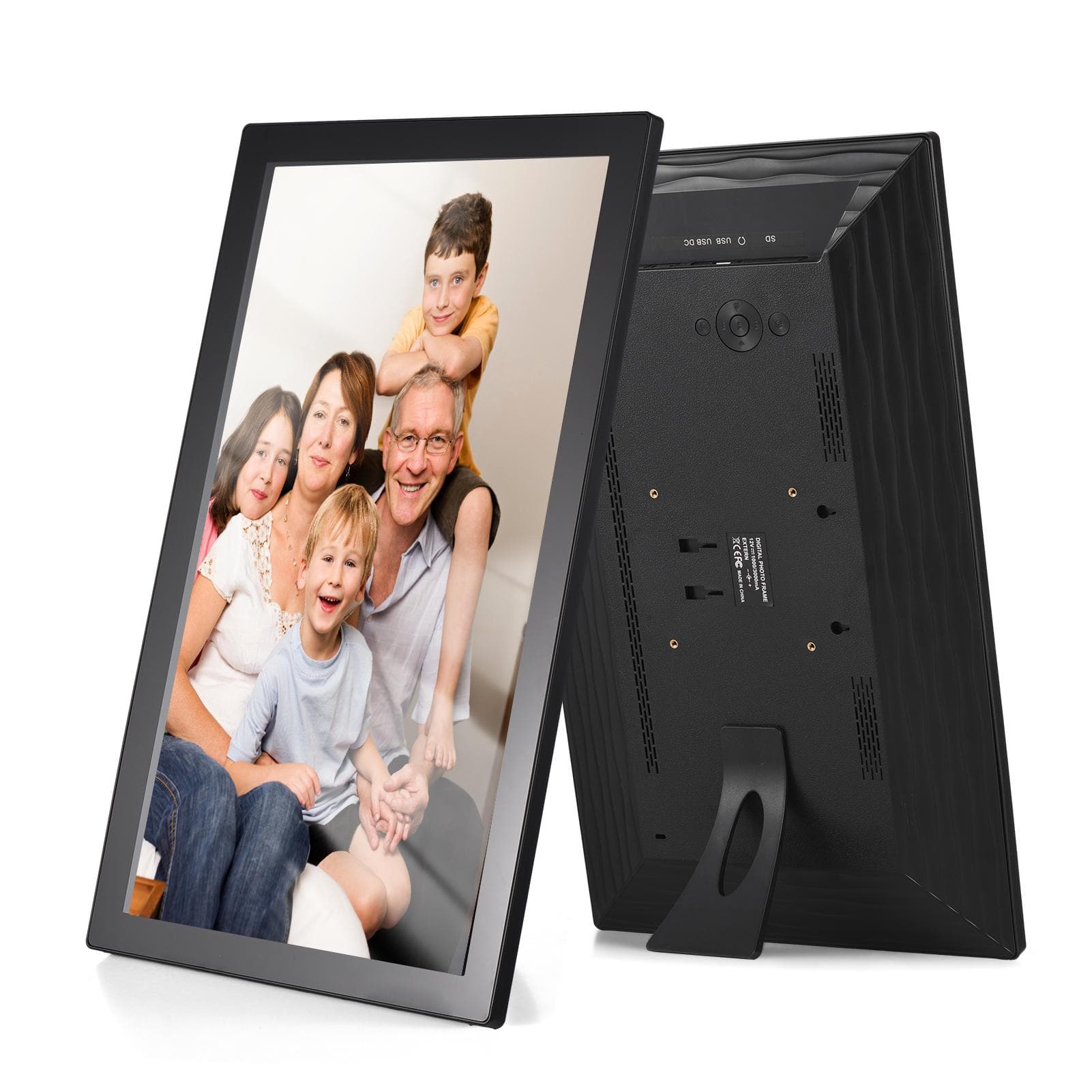 21.5-Inch WiFi Digital Photo Frame Cloud Digital Picture Frame IPS Screen Touch Control 16GB EU Plug black