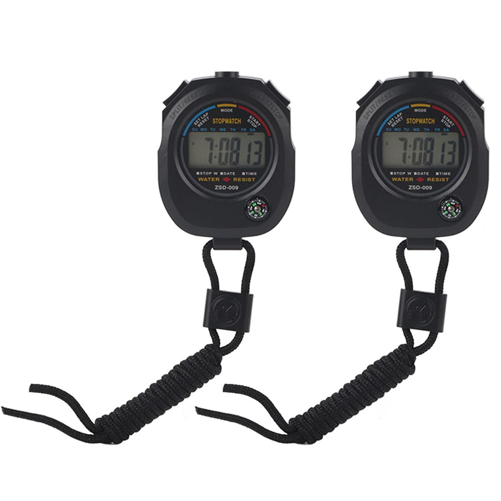 2 PCS Multifunctional Handheld Digital LCD Stopwatch Timer for SportsRunningRacingSwimming