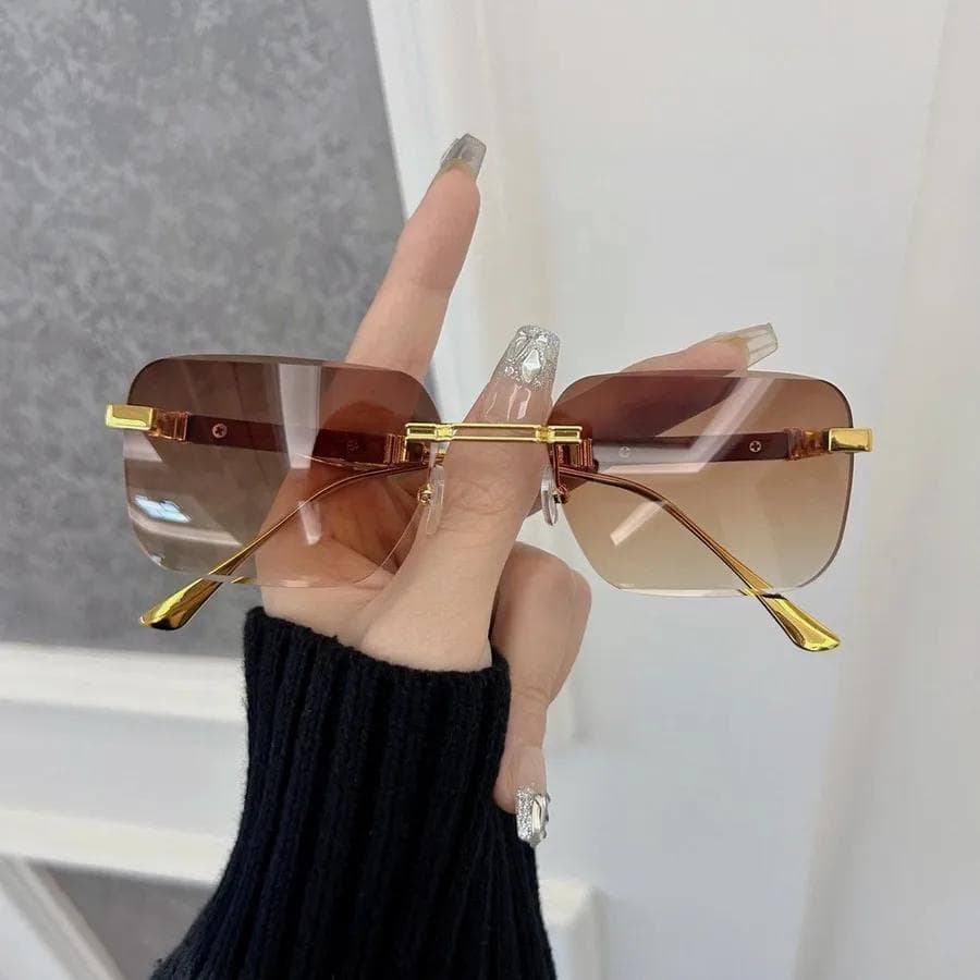 Designer Brand Square Sunglasses Women Men Colorful Small Frame Sun Glasses Mirror Rimless Fashion Other