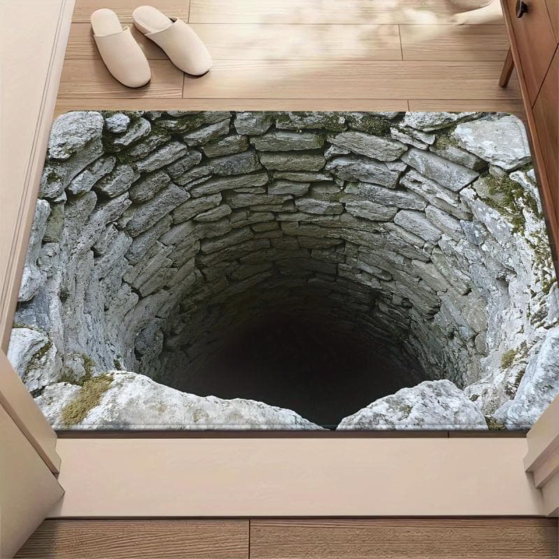 1PC Optical Illusion Endless Abyss Pattern Hd Printed Non-Slip Door Mat, Microfiber Absorbent Machine Washable Polyester Mat 40*60cm