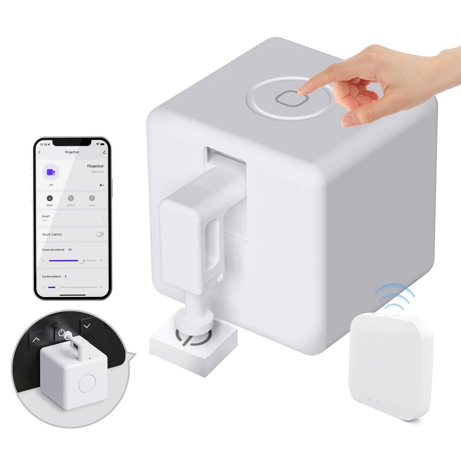 Smart Button Pusher Fingerbot No Wiring Compatible with Alexa Google Home Tuya BT Hub Remote V3