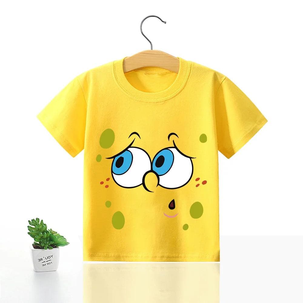 SpongeBobs SquarePants Children Clothing Anime Summer Short Sleeve Cute Patrick Star Clothes Cotton T-shirt Cartoon Kids Tops 130