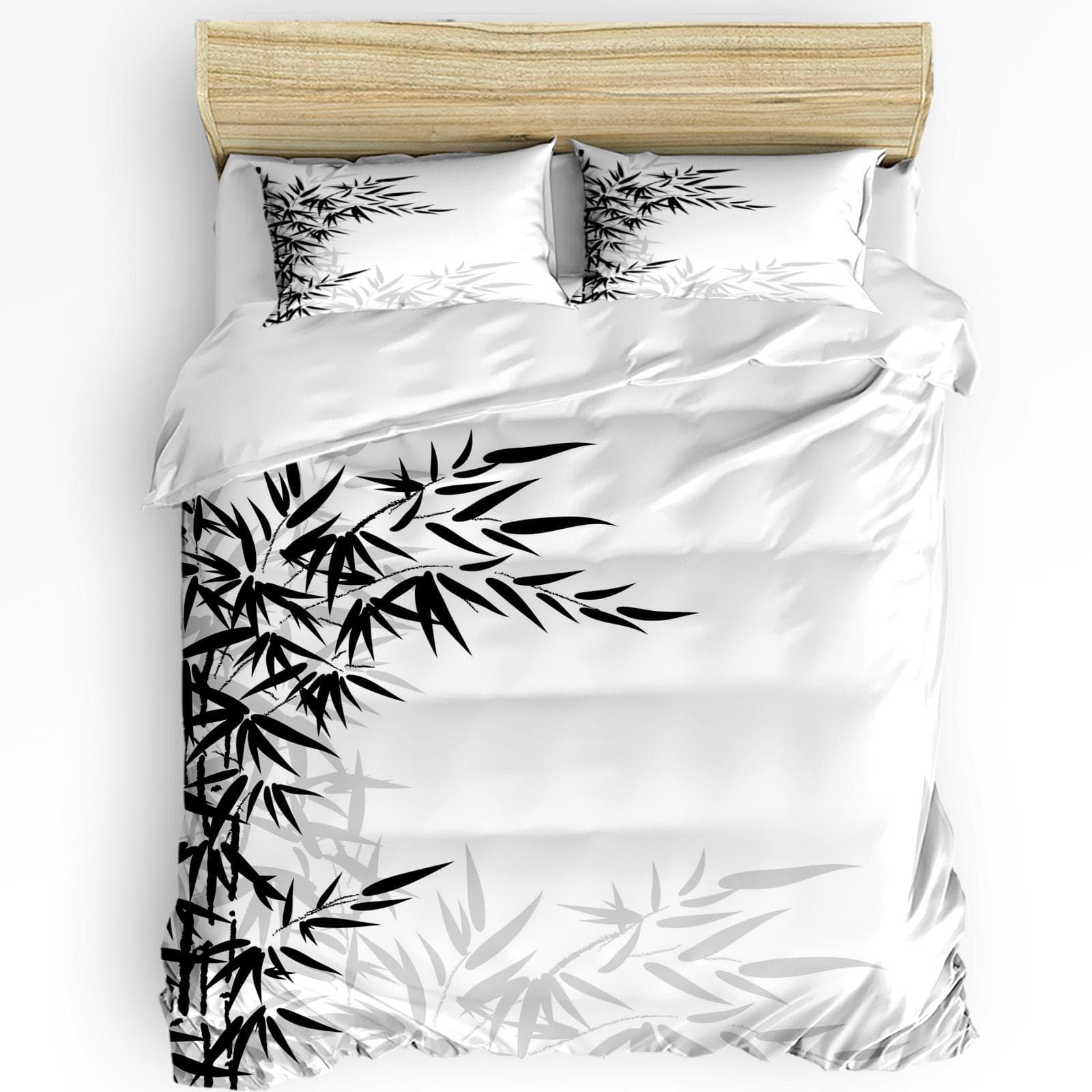 Bamboo House Decor Bedding Set Comforter Duvet Cover Pillow Shams Bamboo Pattern in Traditional Chi Bedding Cover Double Bed Set EU single(135x200cm)
