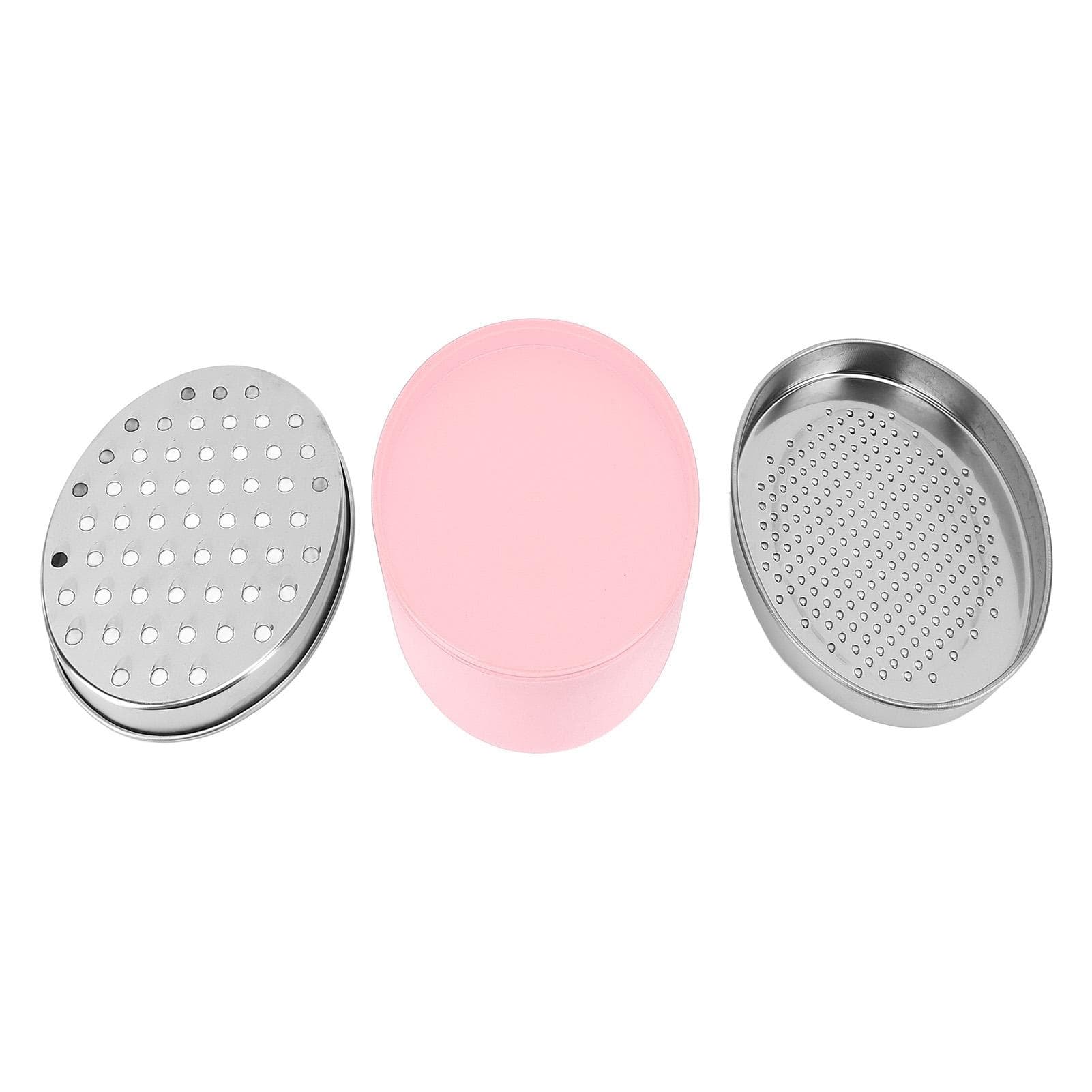 Cheese Grater Dual Sided Stainless Steel Box Grater Portable Food Shredder with Food Storage Pink