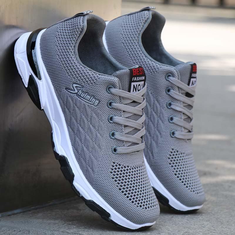Men's shoes, fashionable sports shoes, casual shoes,breathable running shoes, outdoor walking training tennis shoes 42 grey