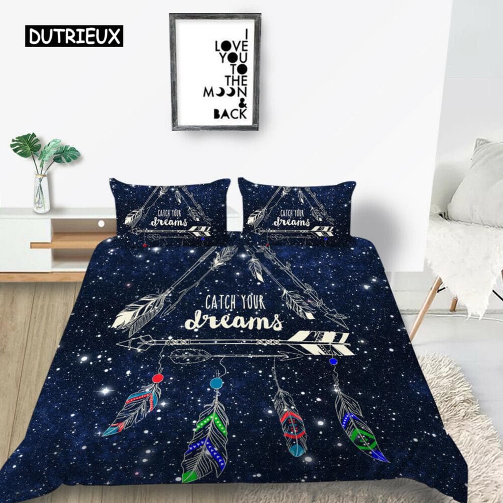 Psychedelic Bohemian Dreamcatcher Bedding Set Single King Queen Size Duvet Cover With Pillowcase 3 PCS EU single(135x200cm)