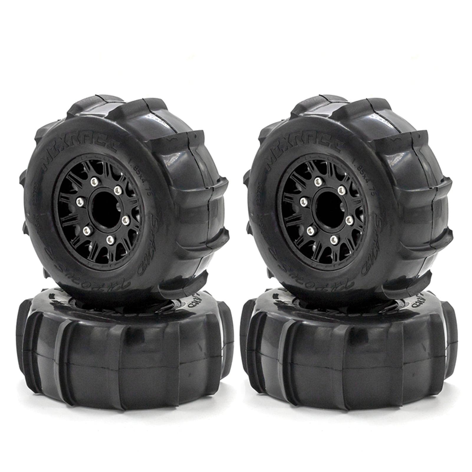 RC Paddle Tires Off Road Snow Sand Paddle Tires 4pcs Replacement for 1/10 ShortCourse Truck 727 Type 2 black