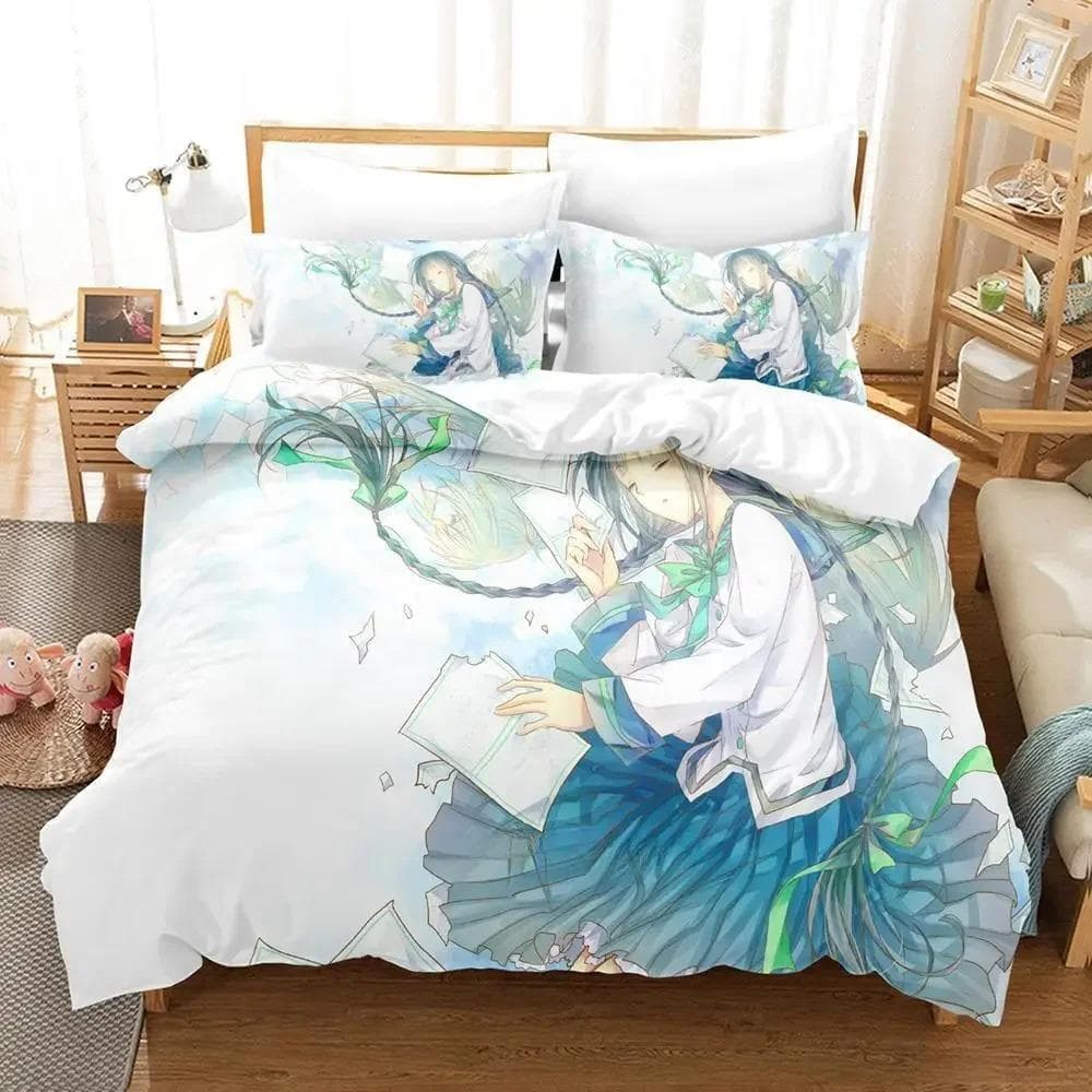 New Bungaku Shoujo Bedding Set Single Twin Full Queen King Size Bed Set Adult Kid Bedroom Duvet cover Sets Kawaii Bed Sheet Set 70x133cm 2pcs