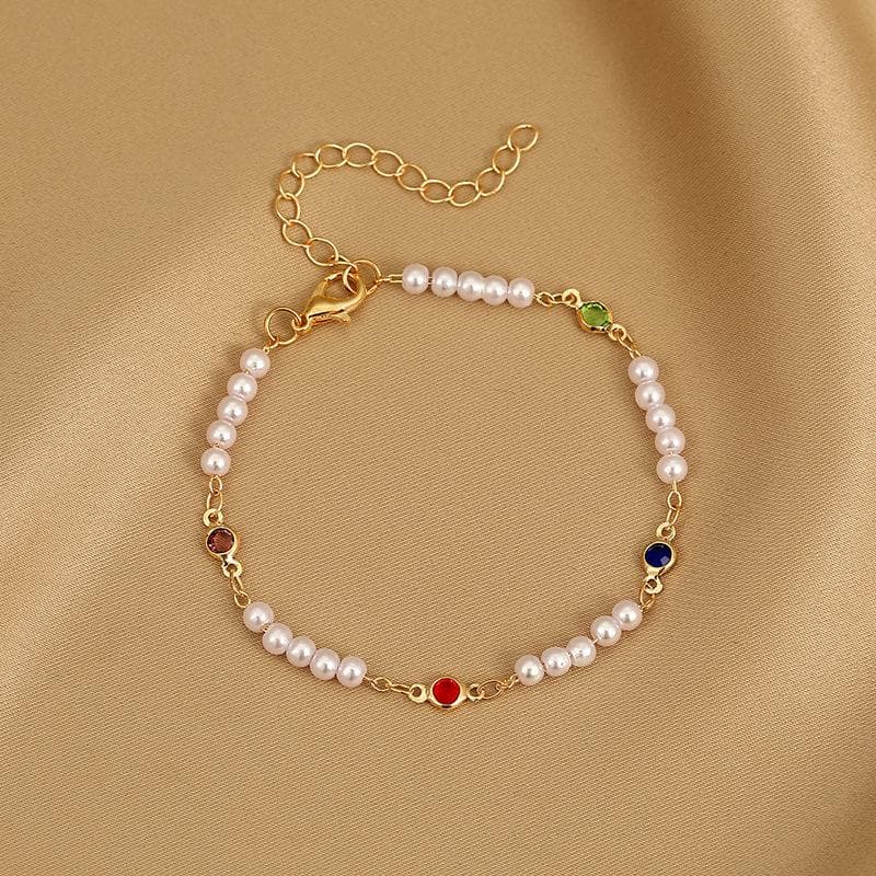 New Colorful Double Sided Bejeweled Bracelet For Women 12 Birthstones Chain Bracelets Fashion Jewelry 1PCS