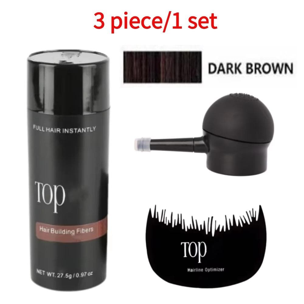 25g Hair Keratin Fibers Powder Hair Loss Treatment 3 Colors Hair Building Fibers Thickening Unisex Portable Hair Loss Fiber Sprinkler Nozzle dark brown