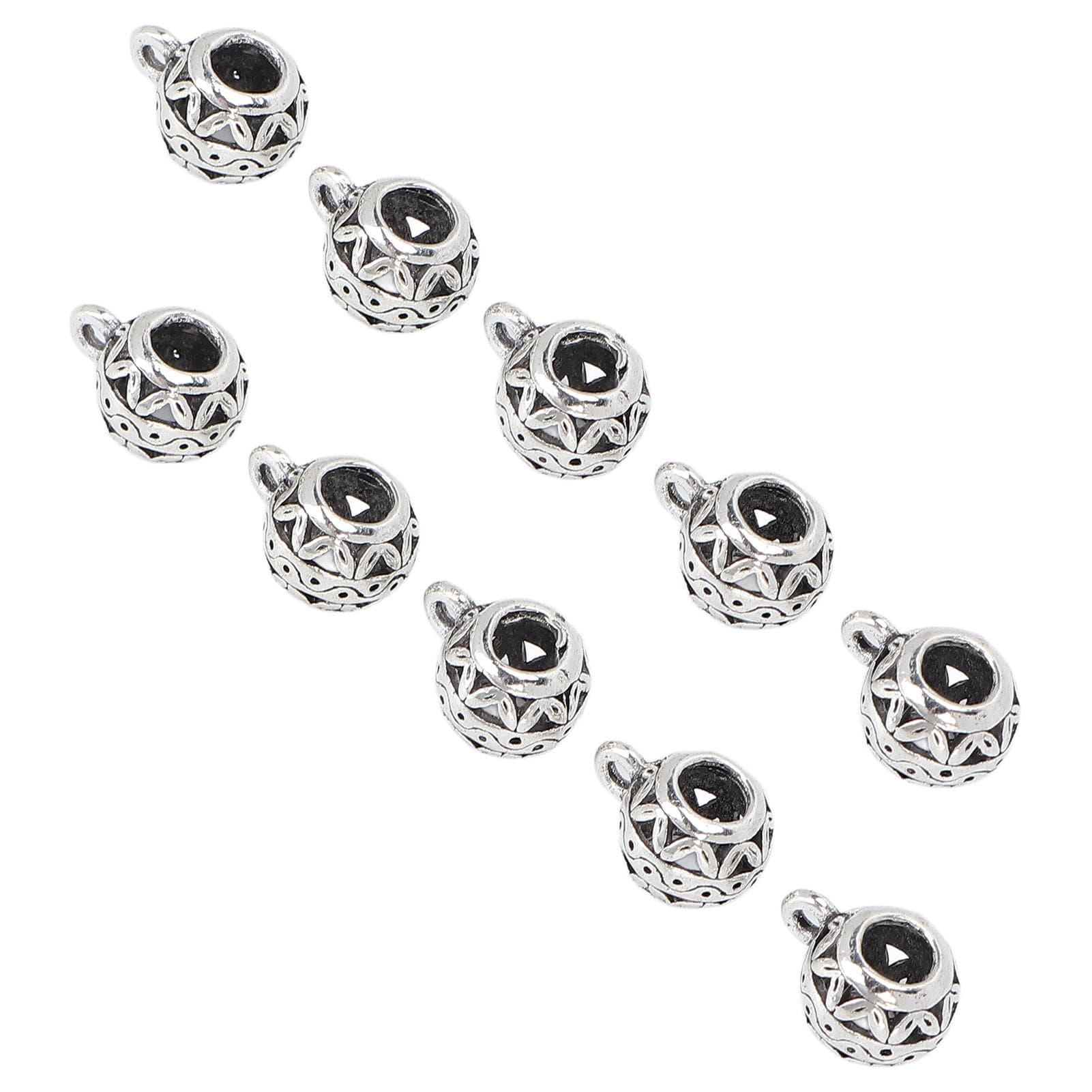 10pcs Hair Braiding Beads Alloy Hollow Large Holes Beard Dreadlocks DIY Bracelet Necklace Rings