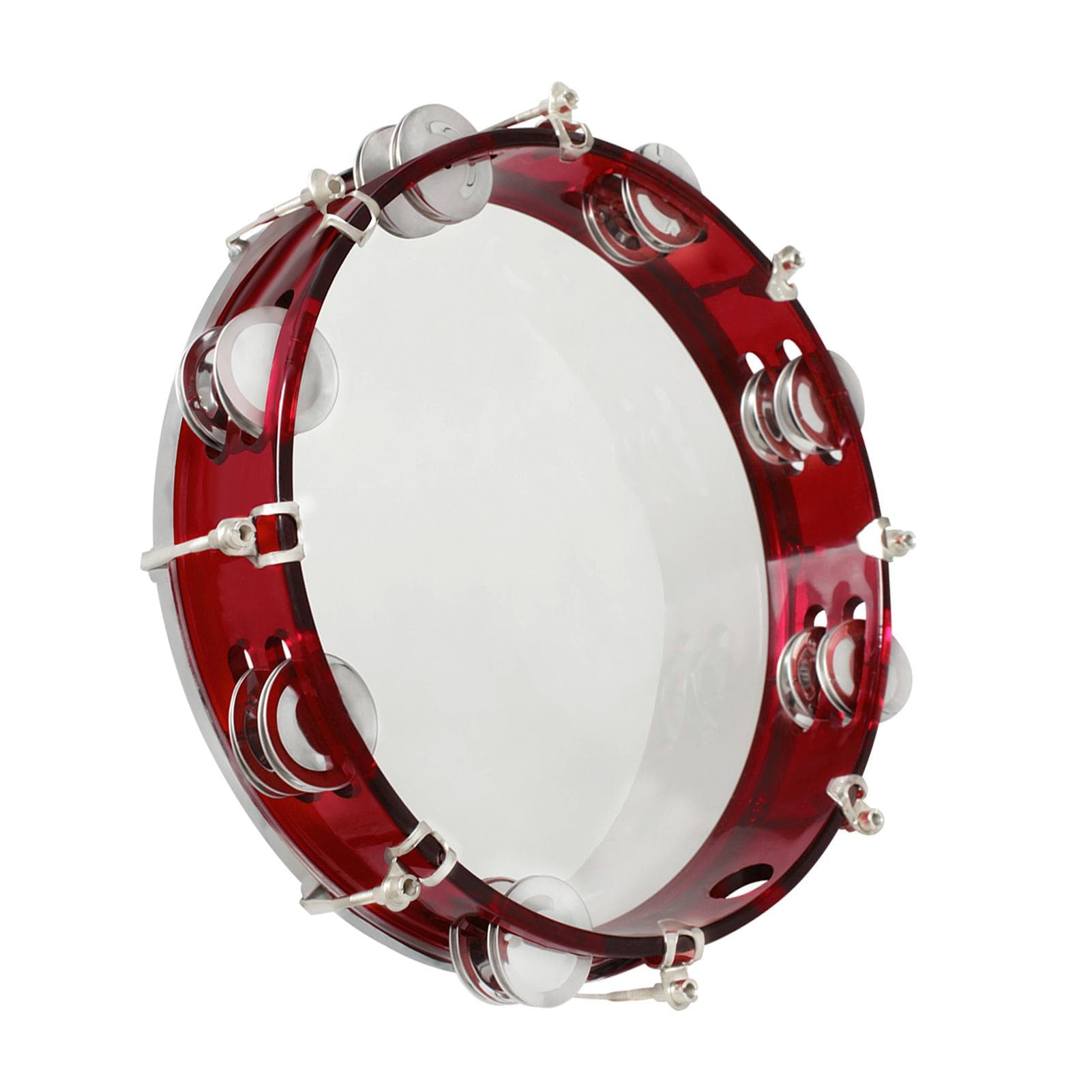 10 Inch Handheld Tambourine Double Row Tambourine Drum Set Percussion Instrument Musical red
