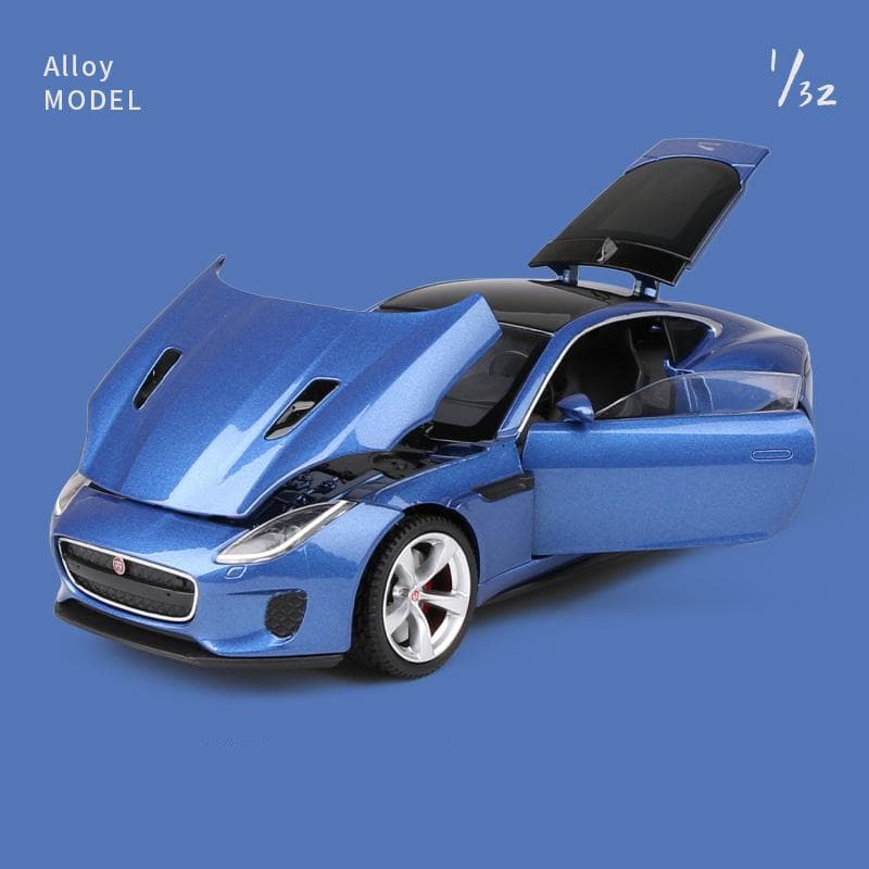 1:32 Jaguars F-TYPE Coupe Alloy Car Model Diecast Toy Vehicles Metal Car Model High Simulation Sound and Light Children Toy Gift blue
