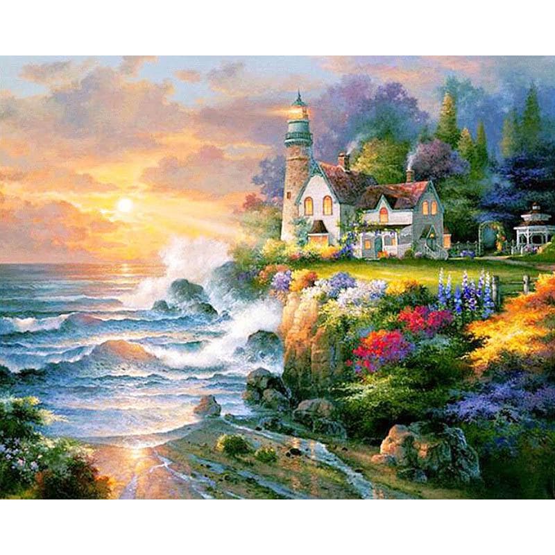 Diamond Embroidery Landscape Handmade Diamond Painting Needlework Mosaic Cross Stitch Home Decor 20X30CM