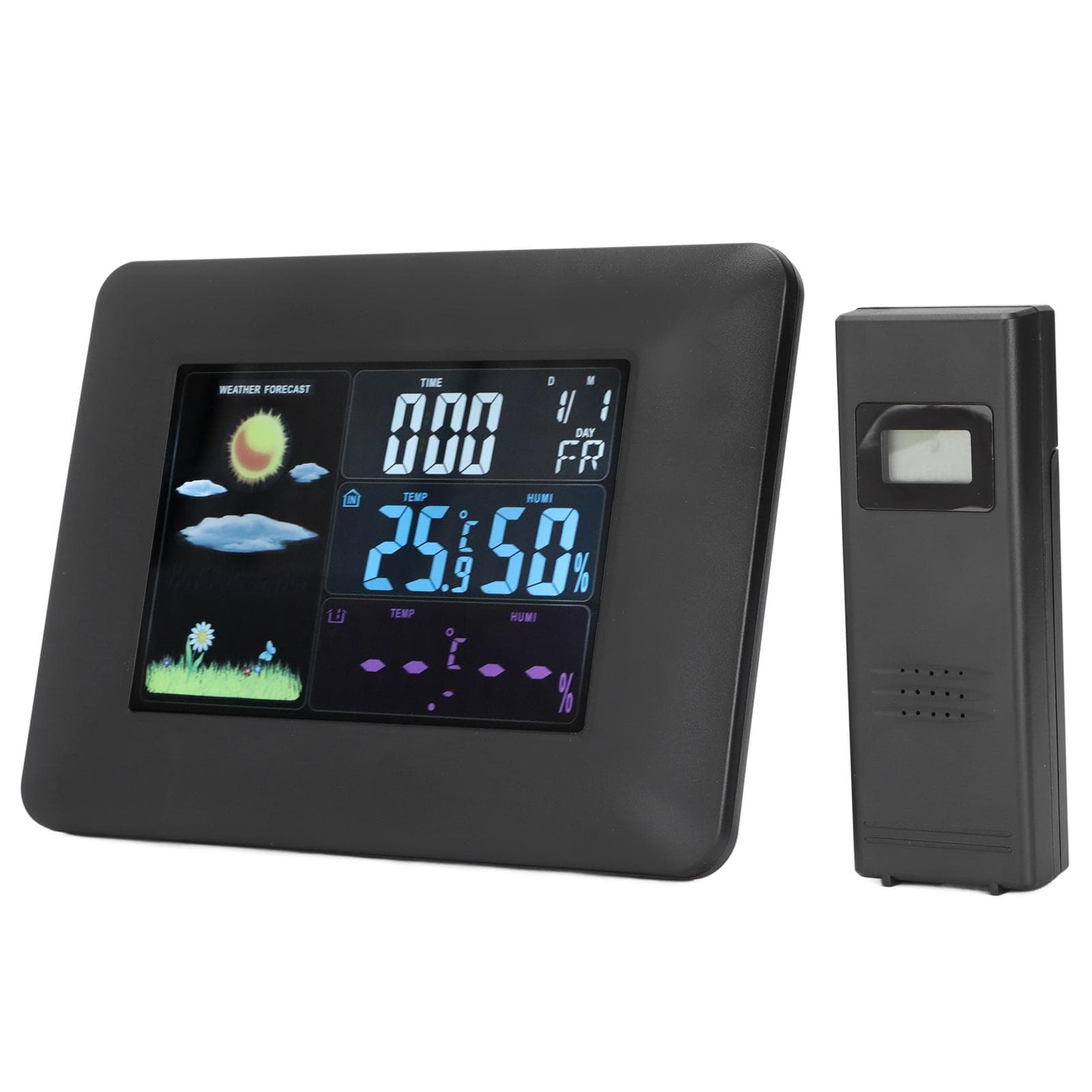 Digital Wireless Weather Station Indoor Outdoor Thermometer with Sensor Temperature Humidity EU Plug