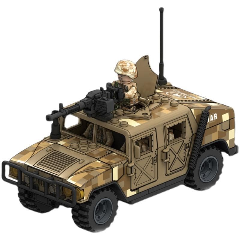 US Army Special Forces Hummer SUV Car Soldiers Military Weapons Figures Blocks Assembly Model Building Kits Toys