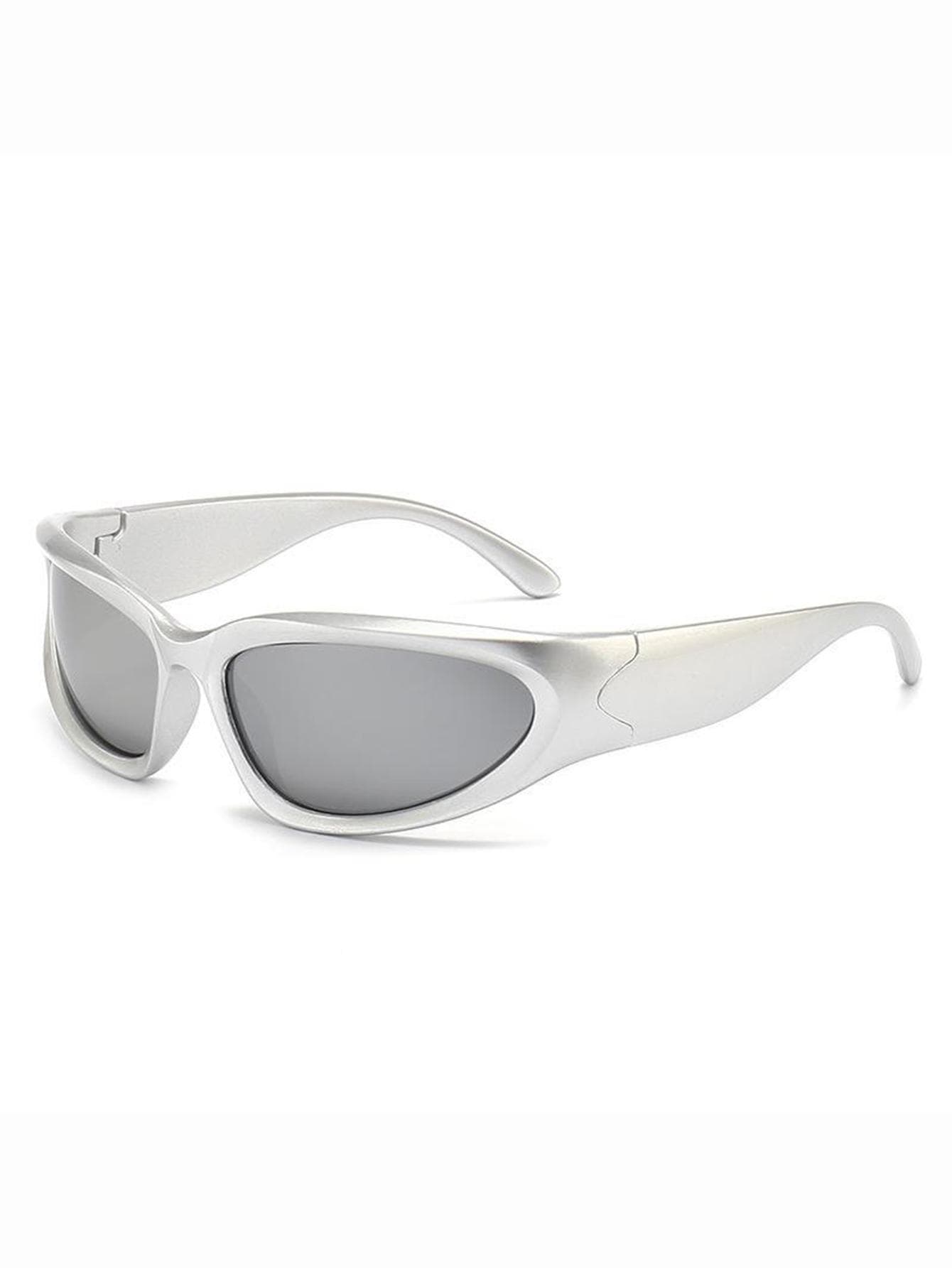 1pc Cyber Y2K Futuristic Silver Glasses Unisex Fashion Eyewear for Men Women Trendy Accessories