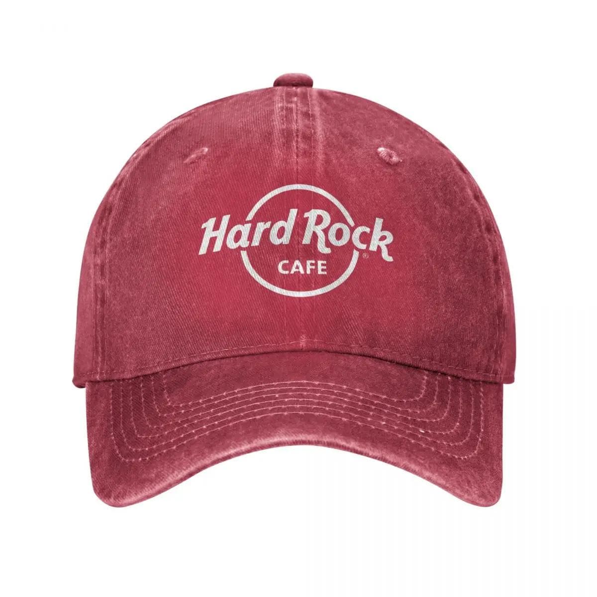 Hard Rock Logo Cafes Baseball Cap Vintage Distressed Denim Washed Restaurant Bar Cap Men Women Outdoor All Hat Adjustable red