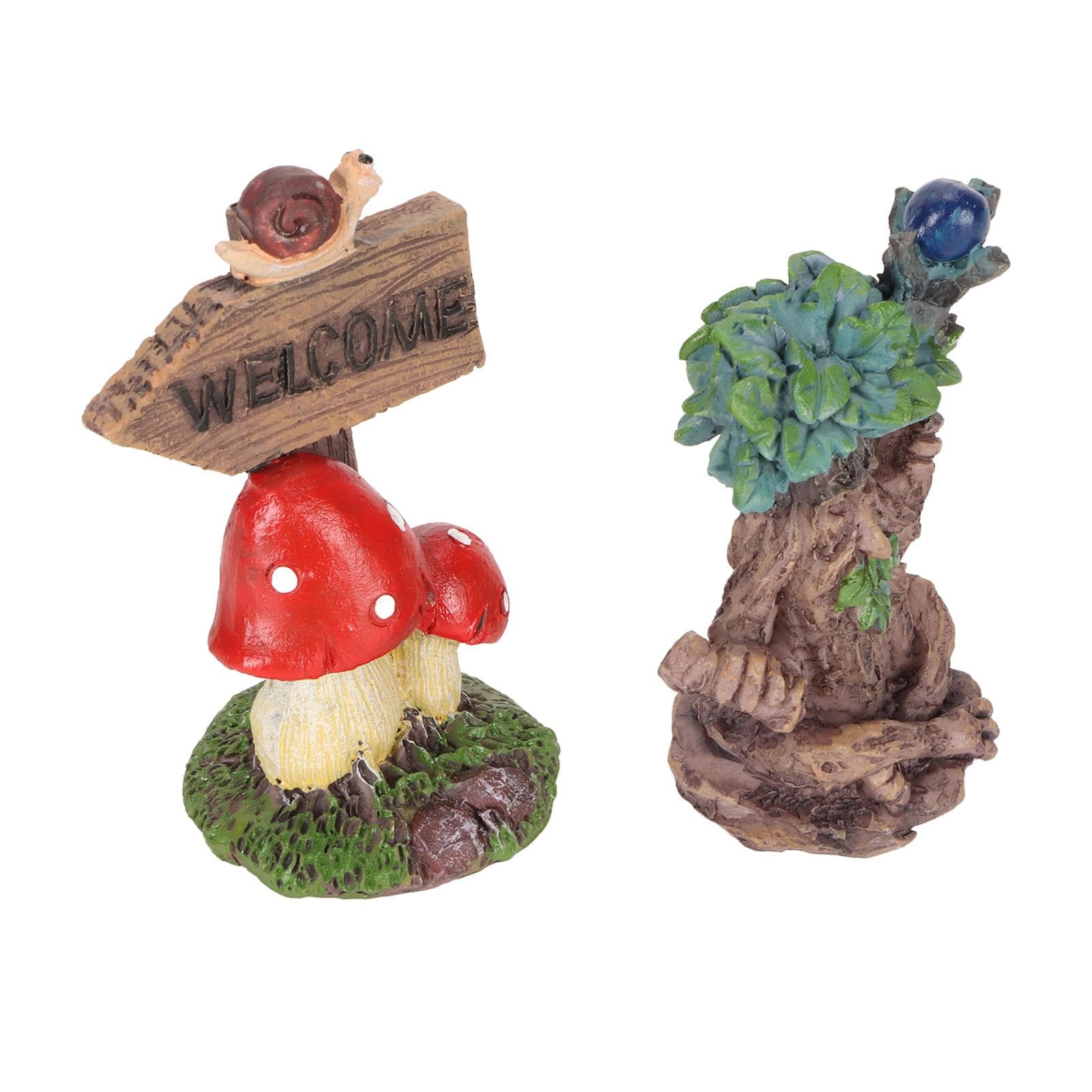 Miniature Magic Tree Statue Set Synthetic Resin Tree Guidepost Figurine Set Waterproof Sunproof