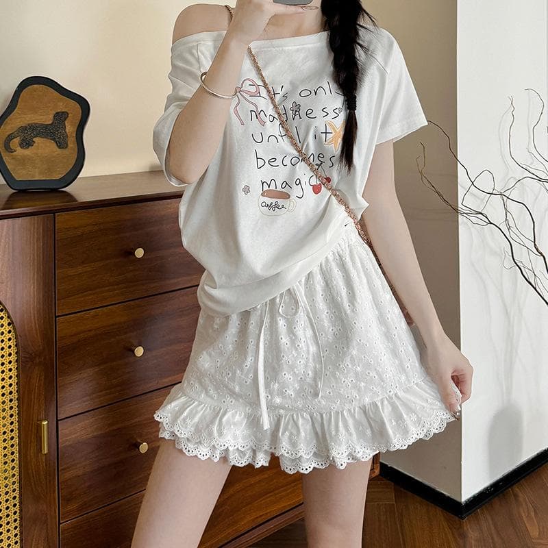 White Lace Cake Skirt for Women In Summer New Style Slim and Sweet Style Skirt Small Ballet Style Skirt Pants XL white