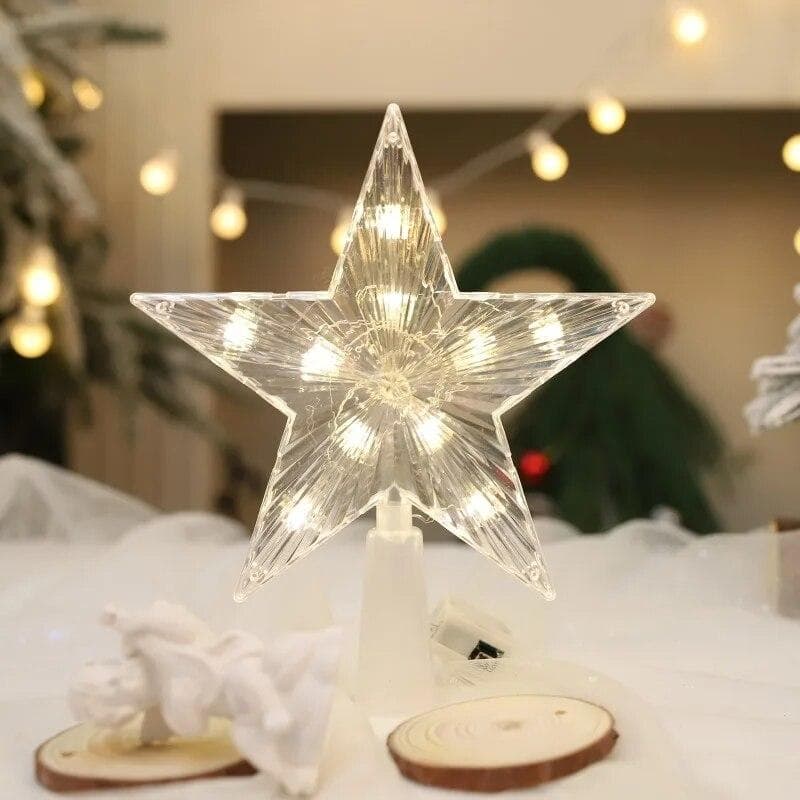 1Pcs Light Glowing Star Tree Topper Decor LED Ornament Christmas Tree Star Topper Decorations Fairy Light style A