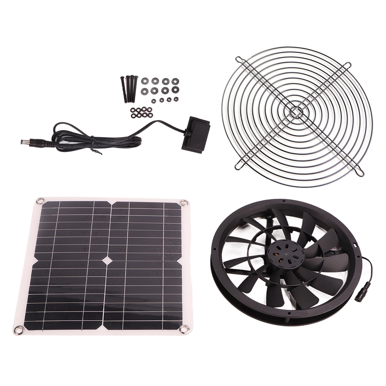 18V 12W Solar Exhaust Fan Kit Waterproof DC Brushless Round Solar Panel Cooling Fan for Workshop