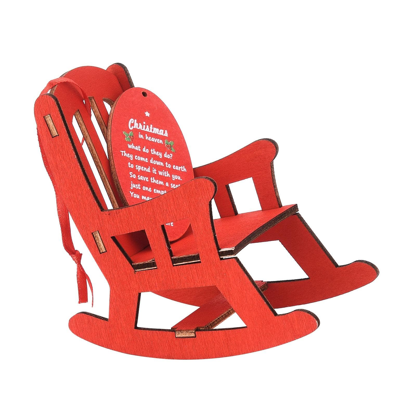 Wooden Heavenly Memorial Chair Pendant Red Xmas In Heaven Memorial Ornament for Xmas Home Decor