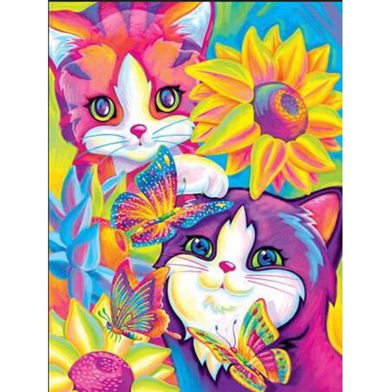 Colorful Cartoon Cat Diamond Painting Full Round Rhinestones Pictures Diamond Embroidery 20X30CM