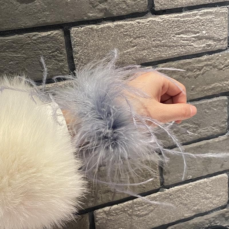 Real Ostrich Feather Cuffs women Wrist Sleeve fur cuff Luxury Furry Feather feather cuff snap bracelet Lady Feather Anklets 1pcs