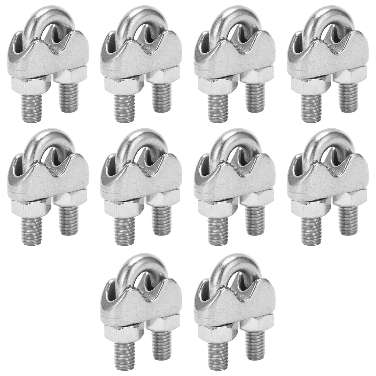 10pcs 14 Inch M6 Stainless Steel Wire Rope Cable Clip Clamp U Bolt Saddle Fastener