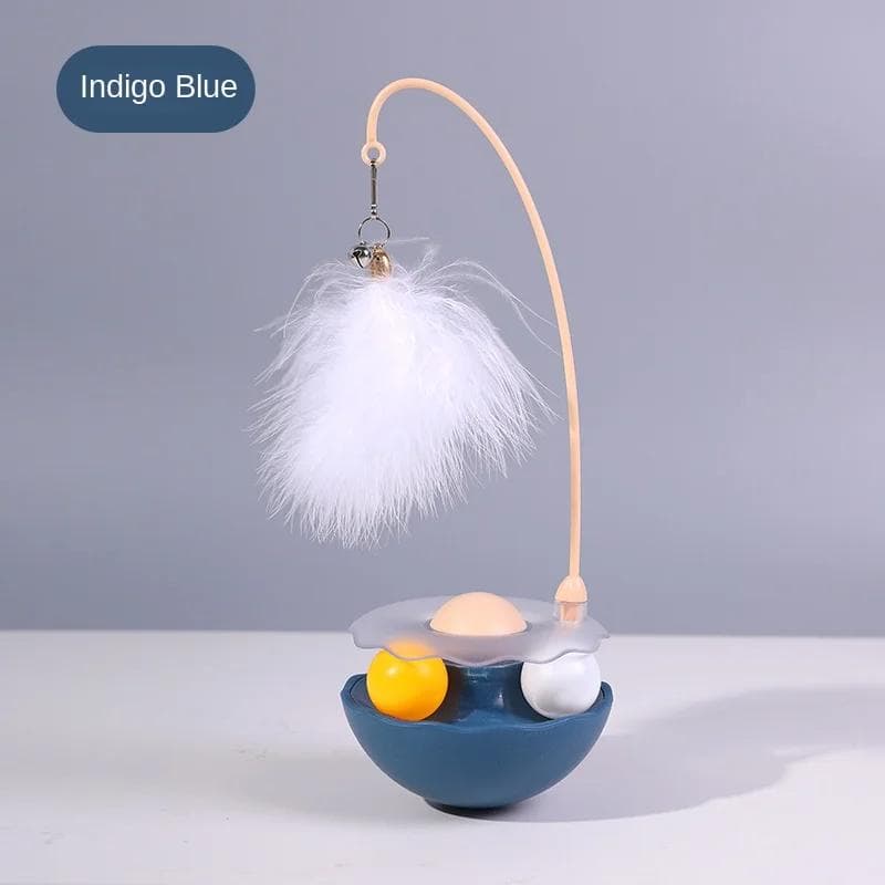 Tumbler Cat Toy Removable Stick Feather Scratching Ball Anti-Bite Turntable Interactive Toy Interesting Pet Supplies blue