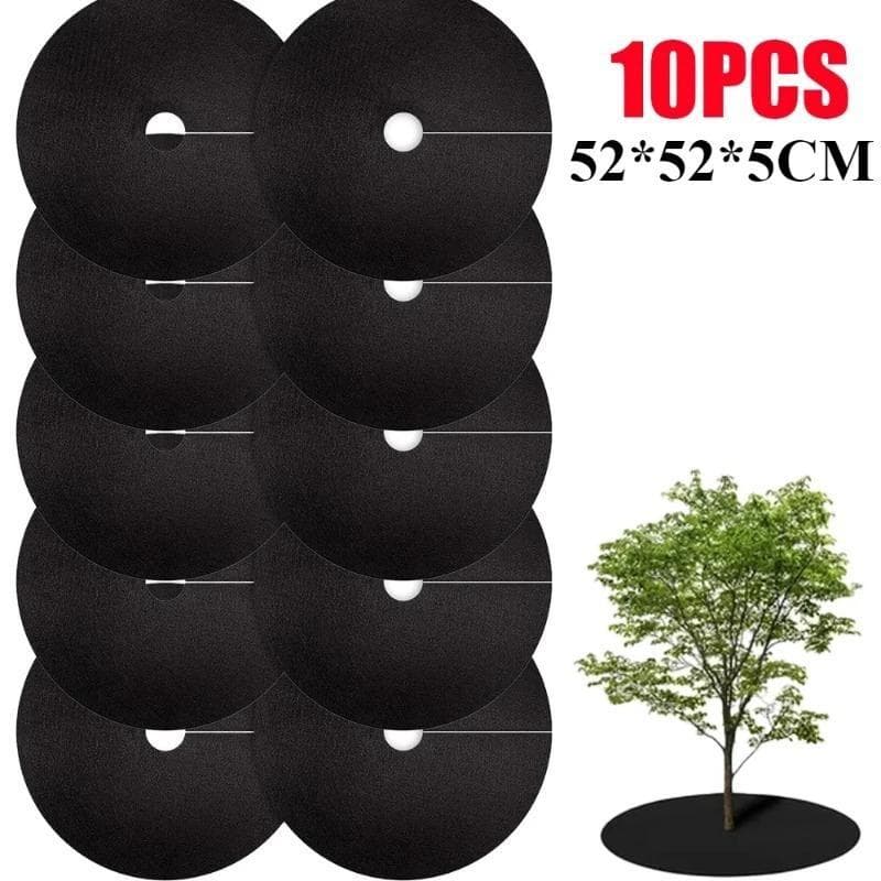 10PCS Non-Woven Tree Mulch Ring Degradable Tree Protector Mat Reusable Tree Weed Barrier for Weed Control Root Protectio 52*52*5CM(10PCS)