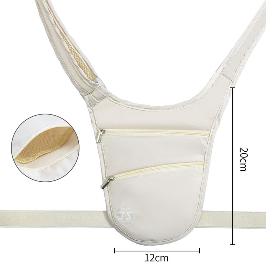 Anti-theft Sports Waist Bag Waterproof Lightweight Run Waist Pouch Big Capacity Adjustable Strap Invisible Belt Bag Travel beige