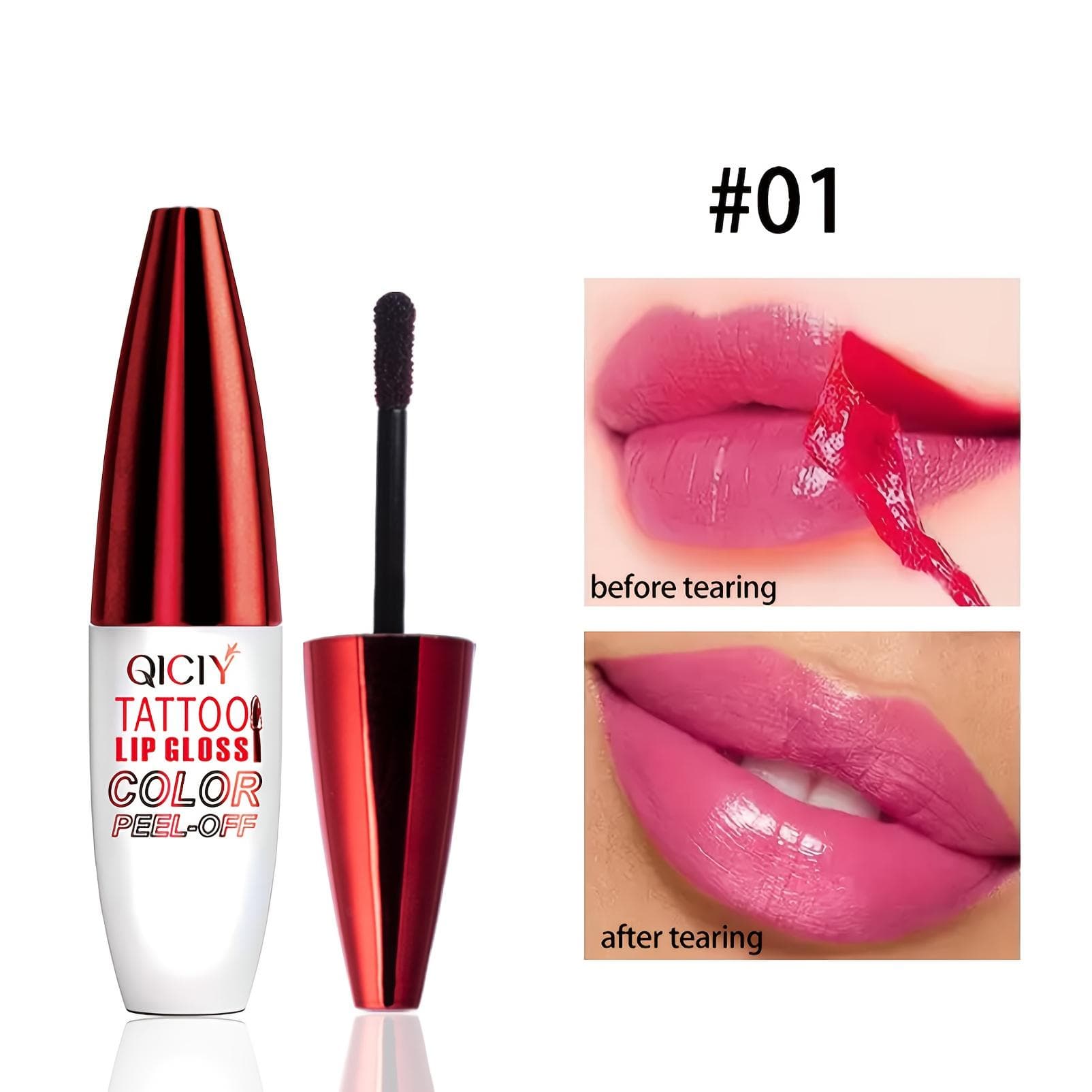 Peel-Off Lip Gloss Moisturizing Lipstick Matte Finish Long-Lasting Waterproof Lipstick Berry Mixed Shades Universal Skin Compatibility Liquid Texture 01
