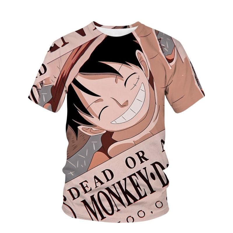 One Piece anime summer men's short-sleeved T-shirt Luffy around cosplay round neck loose summer casual men's and women's T-shirt tops 5XL